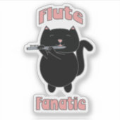 Flute Fanatic Roze Zwarte Kat Schattige Sticker (Voorkant)