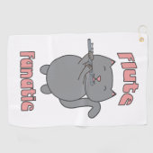 Flute Fantic Musical Gray Cat Pink Golfhanddoek (Horizontaal)