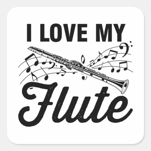 Flute Flute | Muziekinstrumentenband en geschenken Vierkante Sticker (Voorkant)