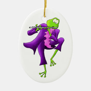 Flute Frog Oval Ornament
