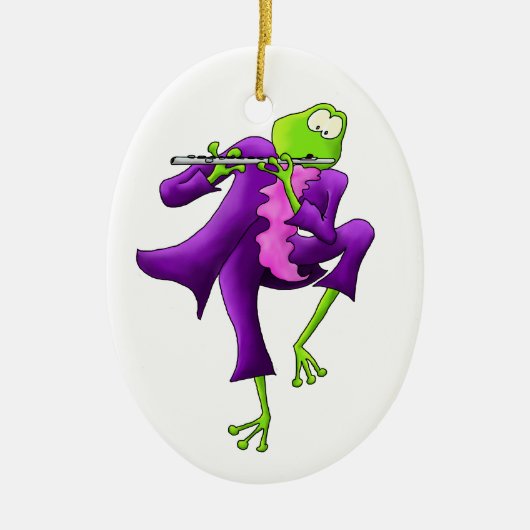 Flute Frog Oval Ornament (Voorkant)