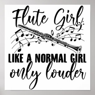 Flute Girl   Flute Flute Gift Ideeën Poster