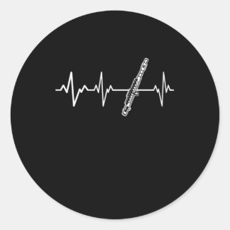 Flute hartslag Classic Flutist Gift Idee Ronde Sticker