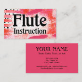 Flute Instruction Lessons Hot Pink Visitekaartjes (Voorkant / Achterkant)