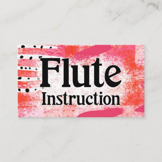 Flute Instruction Lessons Hot Pink Visitekaartjes (Voorkant)