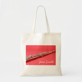 Flute instrument gepersonaliseerde naamamuziekles tote bag