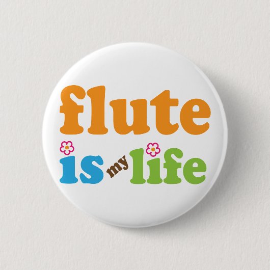 Flute is mijn leven ronde button 5,7 cm (Voorkant)
