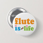 Flute is mijn leven ronde button 5,7 cm (Voorkant /achterkant)