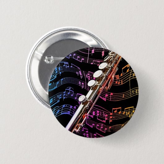 Flute is mijn passie_ ronde button 5,7 cm (Voorkant /achterkant)