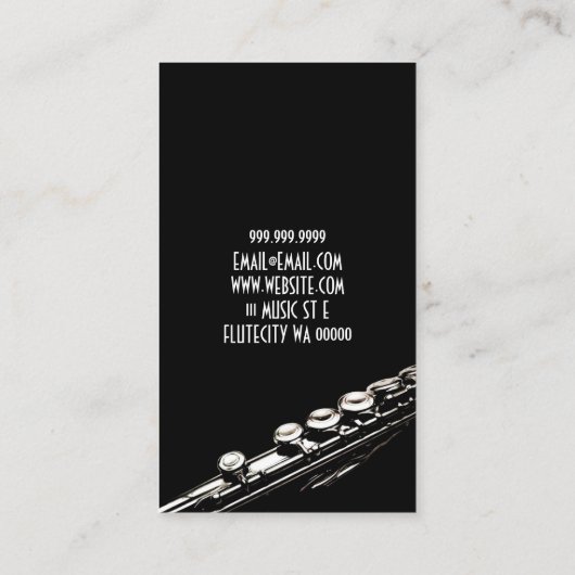 Flute Lessons Instrument Music Instructor Visitekaartje (Achterkant)