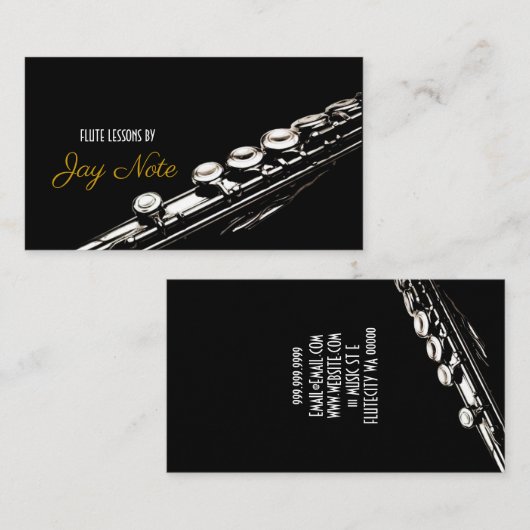 Flute Lessons Instrument Music Instructor Visitekaartje (Voorkant / Achterkant)