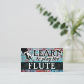 Flute Lessons-Visitekaartjes - Blauw rood Visitekaartje (Staand voorkant)