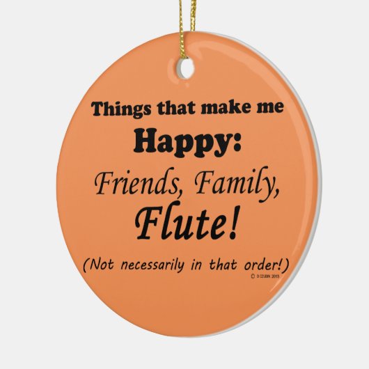 Flute maakt me gelukkig keramisch ornament (Links)