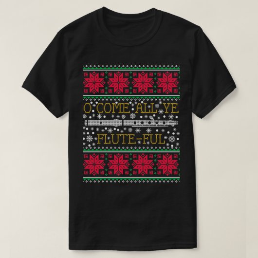 Flute Marching Band Ugly kerstSweater Gift T-shirt (Design voorkant)
