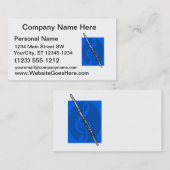 Flute met Blauwe Treble Clef Background Visitekaartje (Voorkant / Achterkant)