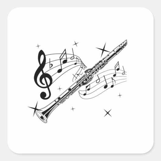Flute Music | Flutist Musical Instrument Gift Vierkante Sticker (Voorkant)