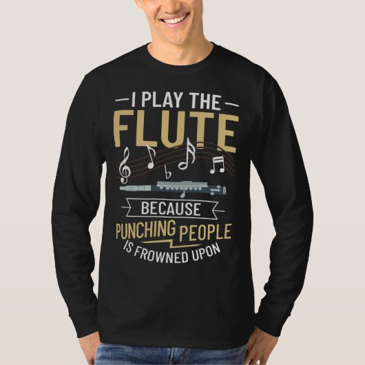 Flute Music Instrument Notes Flutist Player Beginn T-shirt (Voorkant)