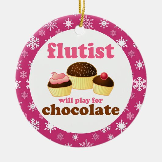 Flute Music-kerstcadeau voor sierdoeleinden Keramisch Ornament (Voorkant)