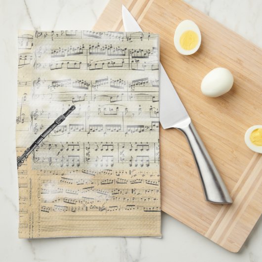 Flute Music Kitchen Towel Theedoek (Quarter Fold)