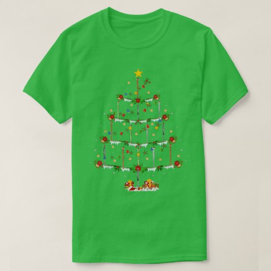 Flute Music Lover Xmas licht de kerstboom af T-shirt (Design voorkant)