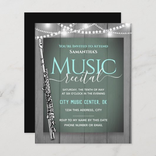 Flute Music Overweging Formele Uitnodiging (Voorkant / Achterkant)