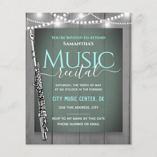 Flute Music Overweging Formele Uitnodiging (Voorkant)