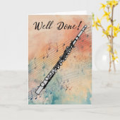 Flute Music Performance Gefeliciteerd Waterverf Kaart (Gele Bloem)