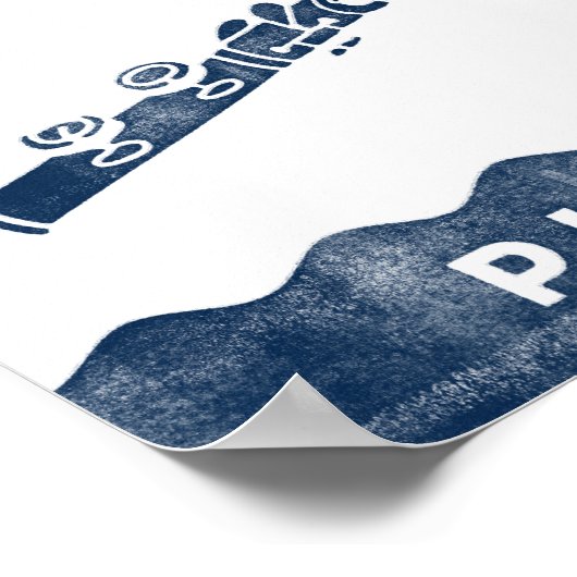 Flute Music Poster Blue White Play op Art Print (Hoek)