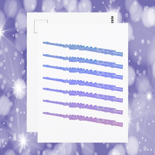Flute Muziekinstrument Roze Blauw Paarse Briefkaart