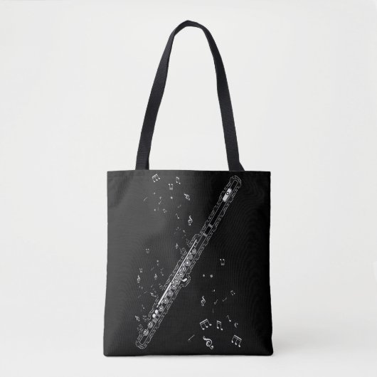 Flute Muzieknoten Instrument Musician Flutist Tote Bag (Voorkant)