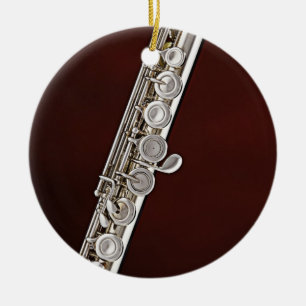 Flute of Flutist Musician Round Ornament