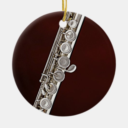 Flute of Flutist Musician Round Ornament (Voorkant)