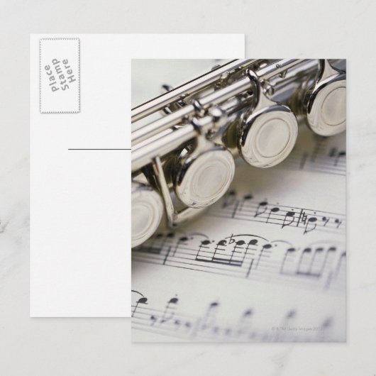 Flute on Sheet Music Briefkaart (Voorkant / Achterkant)