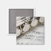 Flute on Sheet Music Magneet (Voorkant / Achterkant)