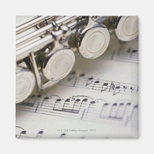 Flute on Sheet Music Magneet