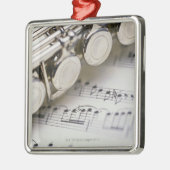 Flute on Sheet Music Metalen Ornament (Links)