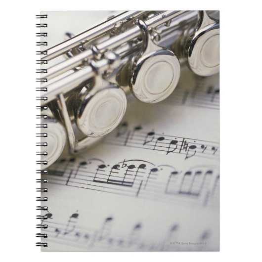 Flute on Sheet Music Notitieboek (Voorkant)