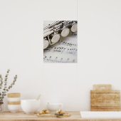 Flute on Sheet Music Poster (Keuken)