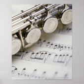 Flute on Sheet Music Poster (Voorkant)