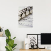Flute on Sheet Music Poster (Thuiskantoor)