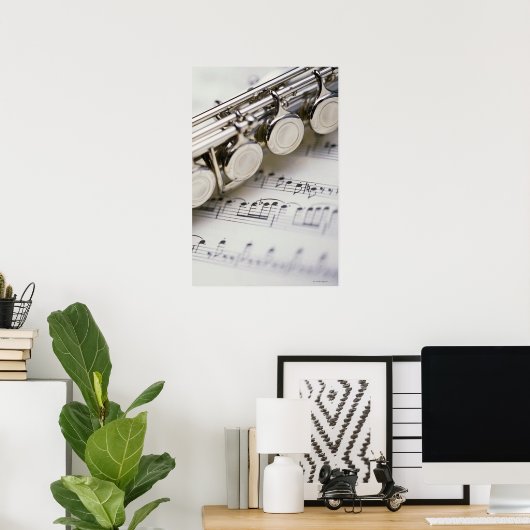 Flute on Sheet Music Poster (Thuiskantoor)
