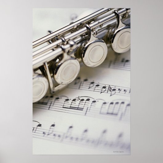 Flute on Sheet Music Poster (Voorkant)