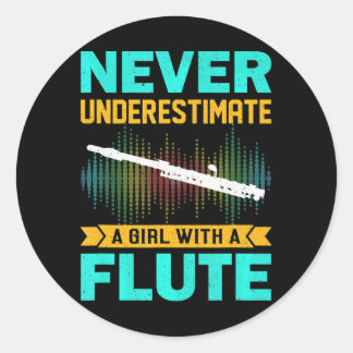 Flute onderschat een meisje nooit met een fluitje ronde sticker