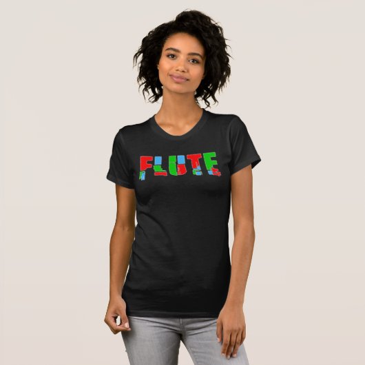 Flute Patchwork-tekst T-shirt (Voorkant volledig)