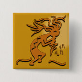 Flute Play Kokopelli Merrymaker Musician Vierkante Button 5,1 Cm (Voorkant)