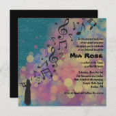 Flute Player Bat Bar Mitzvah Uitnodiging (Voorkant / Achterkant)