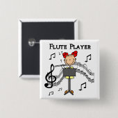 Flute Player-Button Vierkante Button 5,1 Cm (Voorkant /achterkant)