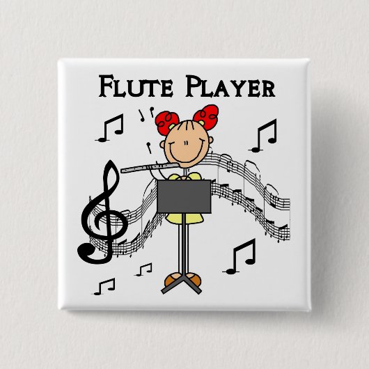 Flute Player-Button Vierkante Button 5,1 Cm (Voorkant)