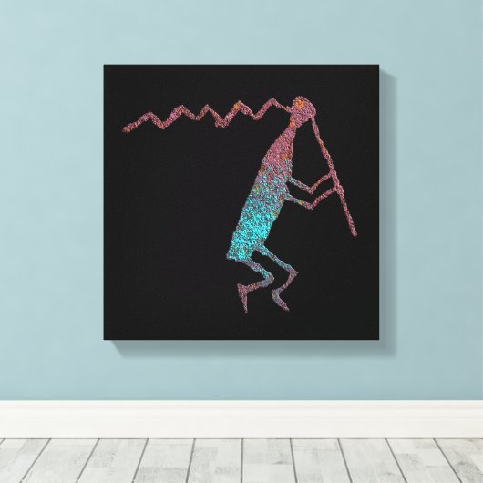 Flute Player Petroglyph Canvas Afdruk (Insitu (Houten vloer))