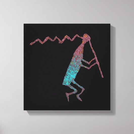 Flute Player Petroglyph Canvas Afdruk (Voorkant)